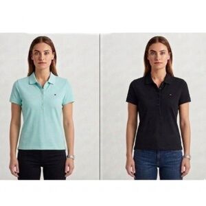 Tommy Hilfiger Heritage Bundle of 2 Slim Fit Polos - Aqua & Black